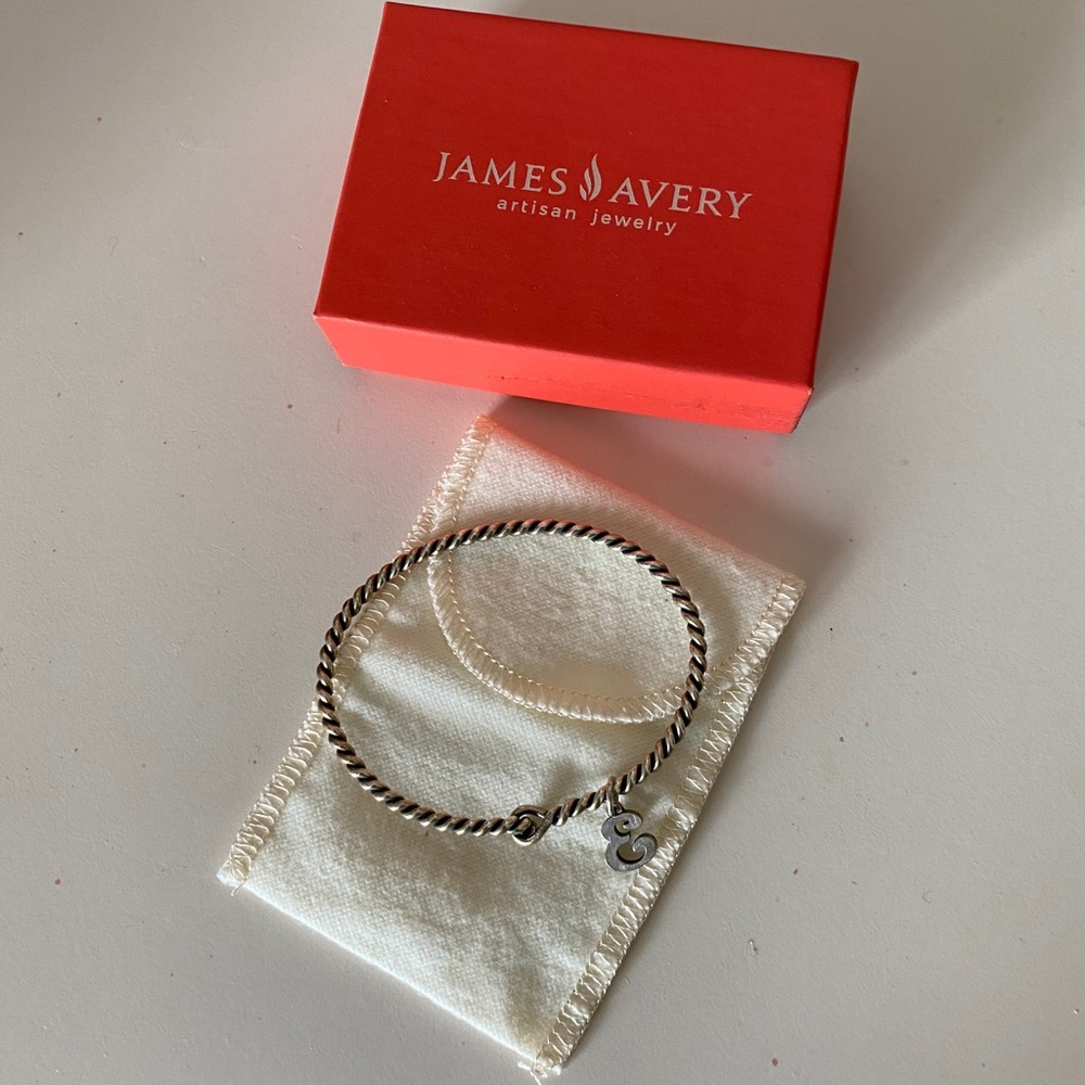 James Avery Twisted Wire Hook-On Bracelet “E”